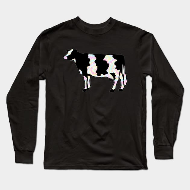 Rainbow Tie Dye Dairy Cow Silhouette  - NOT FOR RESALE WITHOUT PERMISSION Long Sleeve T-Shirt by l-oh